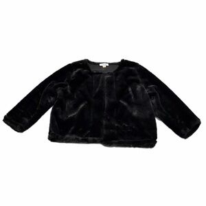 Y2K Calvin Klein Faux Fur Cropped Jacket Bolero (Black) Size Medium